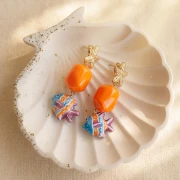 Ceramic fish bead 17x20 mm - Coral x1