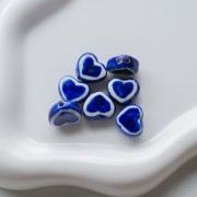 Ceramic heart bead 12x14 mm - Blue x1