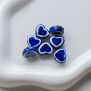 Ceramic heart bead 12x14 mm - Blue x1
