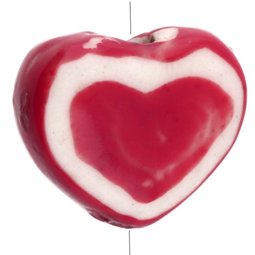Ceramic heart bead 12x14 mm - Red x1