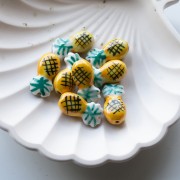 Ceramic pineapple bead 22x11 mm - Yellow - Green x1