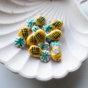 Ceramic pineapple bead 22x11 mm - Yellow - Green x1