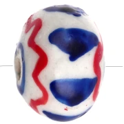 Ceramic roundel bead 15x10.5 mm - Dark blue - Red x1