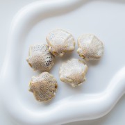 Ceramic shell bead 26x28.5 mm - Beige - Mottled brown x1