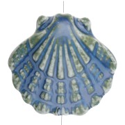 Ceramic shell bead 26x27.5 mm - Blue - Green x1