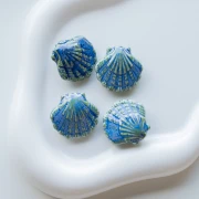Ceramic shell bead 26x27.5 mm - Blue - Green x1