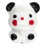 Ceramic 19.5x16 mm teddy bear bead - White - Black x1