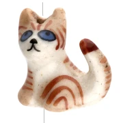 16x15 mm ceramic cat pearl - Brown tiger x1