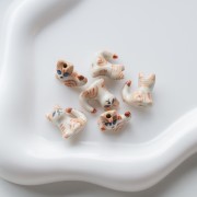 16x15 mm ceramic cat pearl - Brown tiger x1