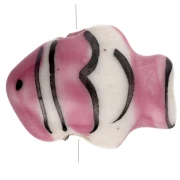 Ceramic clown fish bead 13x17.5 mm - Old pink - White x1