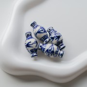 Ceramic bead vase 14x27 mm - White - Blue x1