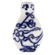 Ceramic bead vase 27x17 mm - champeter pattern - White - Blue x1