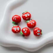 17 mm Ceramic Apple Bead - Red x1