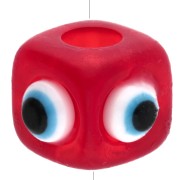 Resin cube bead 8 mm - raised eye motif - Red - White - Blue x1