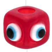 Resin cube bead 8 mm - raised eye motif - Red - White - Blue x1