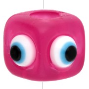 Resin cube bead 8 mm - raised eye motif - Pink - White - Blue x1