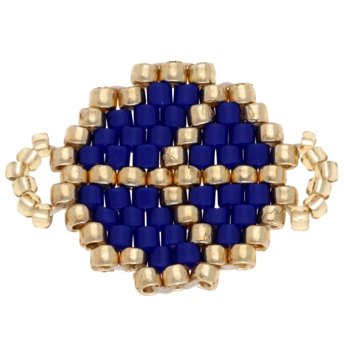 Peace and love 21x15 mm seed beads spacer - Royal blue - Gold x1