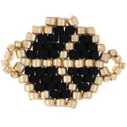 Peace and love 21x15 mm seed beads spacer - Black - Gold x1