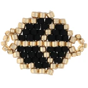Peace and love 21x15 mm seed beads spacer - Black - Gold x1