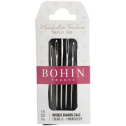 Embroidery needles for canvas and wide-eyellet canvas - Bohin No. 18, No. 20, and No. 24 (set of 6)