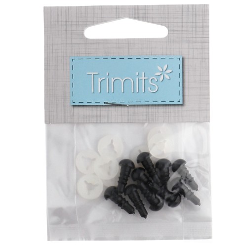 Plastic safety eyes - for stuffed animals and amigurumi - 6 mm - Black x 5 pairs