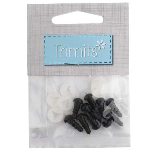 Plastic safety eyes - for stuffed animals and amigurumi - 6 mm - Black x5 pairs
