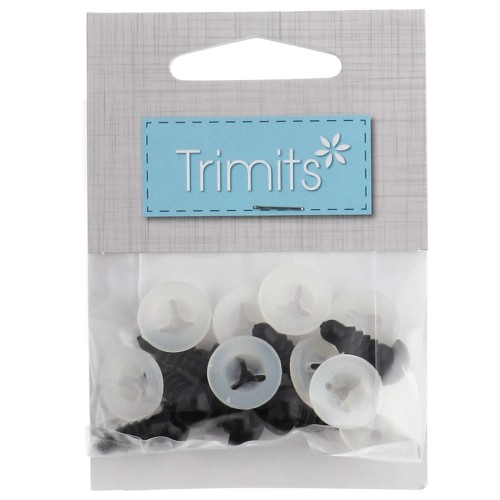 Plastic safety eyes - for stuffed animals and amigurumi - 9 mm - Black (4 pairs)