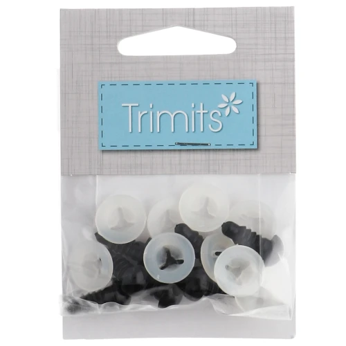Plastic safety eyes - for stuffed animals and amigurumi - 9 mm - Black x4 pairs