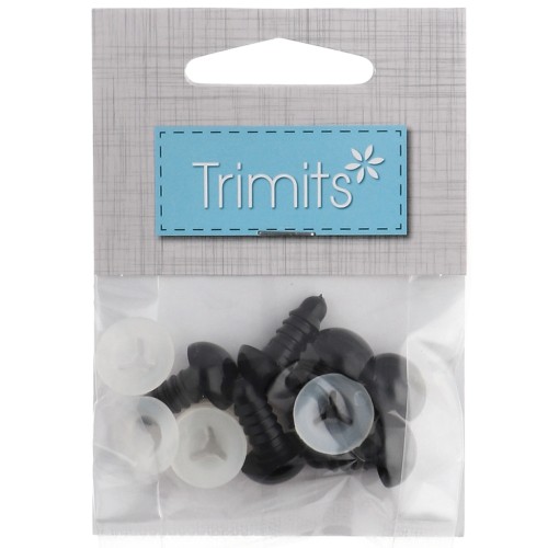 Plastic safety eyes - for stuffed animals and amigurumi - 12 mm - Black x 3 pairs