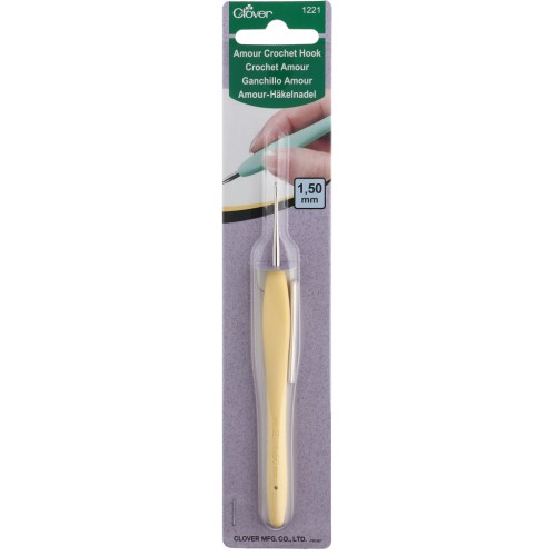 Clover Amour No. 2 1.50 mm Steel Crochet Hook with Pastel Yellow Handle x1