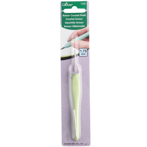 Clover Amour No. 0 1.75 mm Steel Crochet Hook with Pastel Green Handle x1