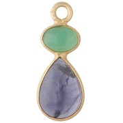 Iolite - Geometric Pendant 20x8 mm - Fine gold plated - Iolite - Chrysoprase x1 Geometric Pendant 20x8 mm - Fine gold plated - Iolite - Chrysoprase x1