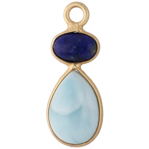 Geometric Pendant 20x8 mm - Fine gold plated - Larimar - Lapis Lazuli x1