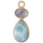 Larimar - Geometric Pendant 20x8 mm - Fine gold plated - Larimar - Tanzanite x1 Geometric Pendant 20x8 mm - Fine gold plated - Larimar - Tanzanite x1