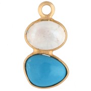 Geometric Pendant, 20x9 mm - Fine gold plated - Imitation Turquoise - Moonstone