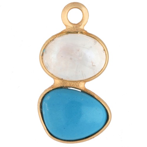 Geometric Pendant, 20x9 mm - Fine gold plated - Imitation Turquoise - Moonstone