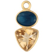 Geometric Charm, 19x9 mm - Fine gold plated - Apatite - Citrine x1
