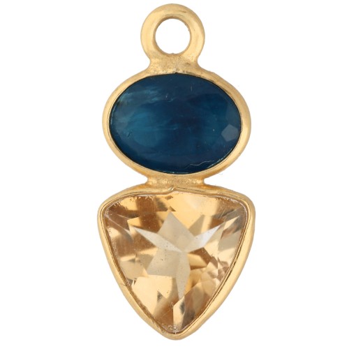 Geometric Charm, 19x9 mm - Fine gold plated - Apatite - Citrine x1