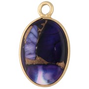 18x11 mm oval gemstone charm - Oyster Violet Turquoise x1