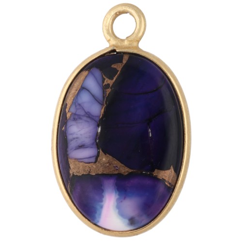 18x11 mm oval gemstone charm - Oyster Violet Turquoise x1