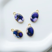 18x11 mm oval gemstone charm - Oyster Violet Turquoise x1