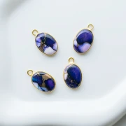 18x11 mm oval gemstone charm - Oyster Violet Turquoise x1