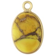 18x11 mm oval gemstone charm - Yellow Oyster Turquoise x1