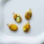 18x11 mm oval gemstone charm - Yellow Oyster Turquoise x1