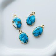 18x11 mm oval gemstone charm - Blue Oyster Turquoise x1