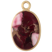 18x11 mm oval gemstone charm - Red Oyster Turquoise x1