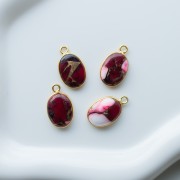 18x11 mm oval gemstone charm - Red Oyster Turquoise x1