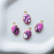 18x11 mm oval gemstone charm - Oyster Rose Turquoise x1
