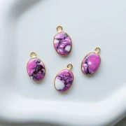 18x11 mm oval gemstone charm - Oyster Rose Turquoise x1