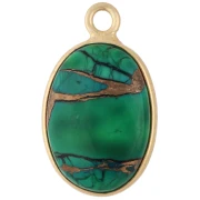 18x11 mm oval gemstone charm - Dark Green Oyster Turquoise x1